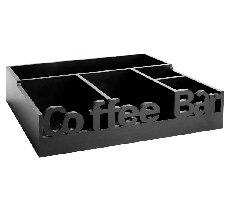 Countertop Coffee Station Organizer Wooden Coffee Pods Holder Storage Basket and Coffee Bar Accessories Organizer