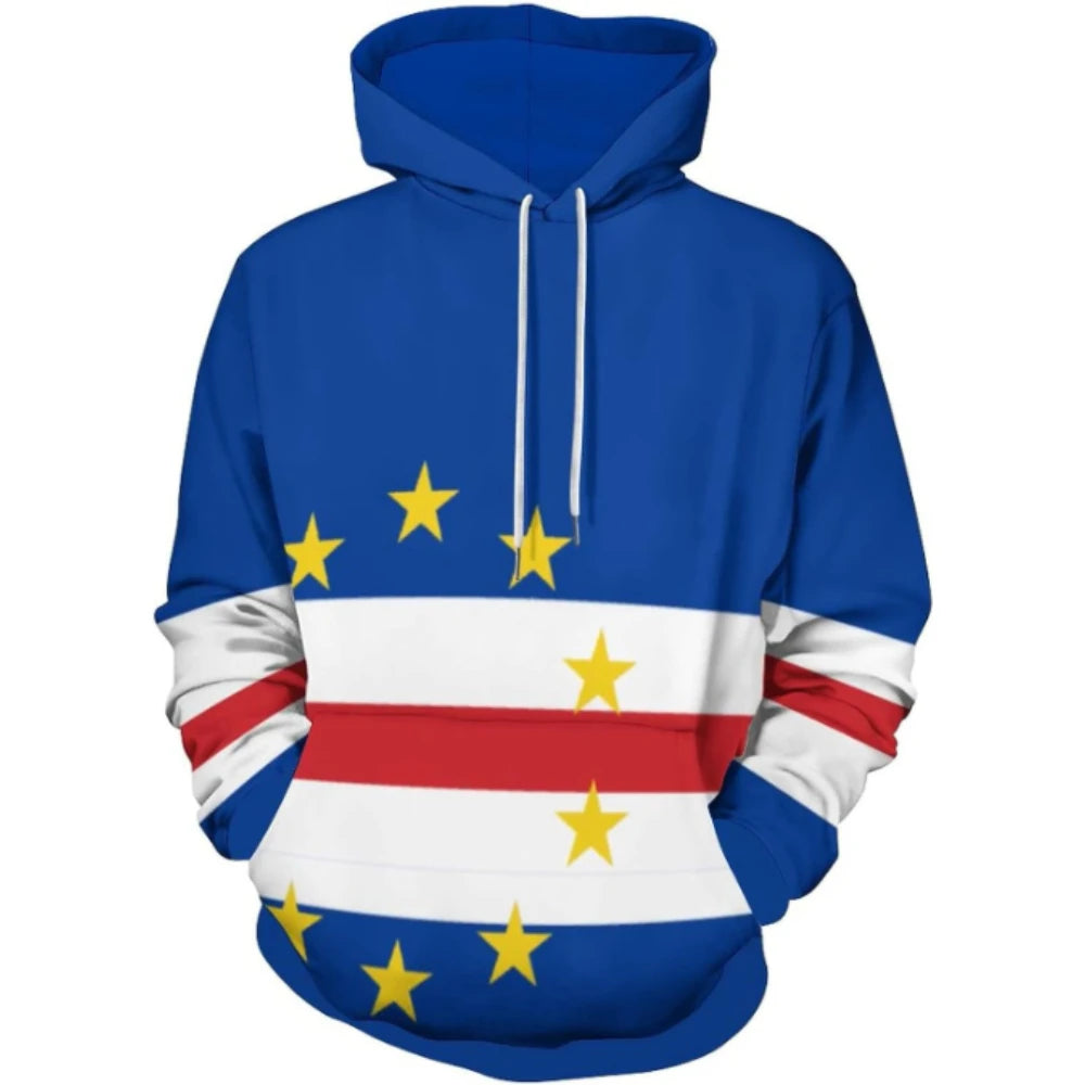 Fitspi Wholesale Country Logo Print Hoodie Cabo Verde Flag 3d Printed Pullover Sweatshirt Dropshipping