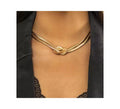Fashion Silver Gold Knot Torque Clavicle Chain Necklace Bracelet Punk Multilayer Flat Snake Chain Necklaces for Women