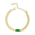 18K Gold Plated Stainless Steel Chain Rectangle Zircon Green Stone Accessories Bracelets B202182
