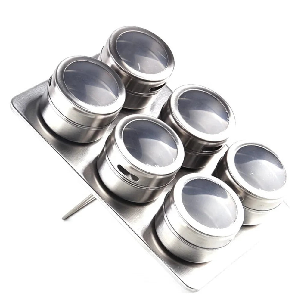 Kitchen Desktop Metal Magnetic Storage Slide Out Glass clear Spice Jar Rack Sets with Tray Seasoning Container Organizer Holder