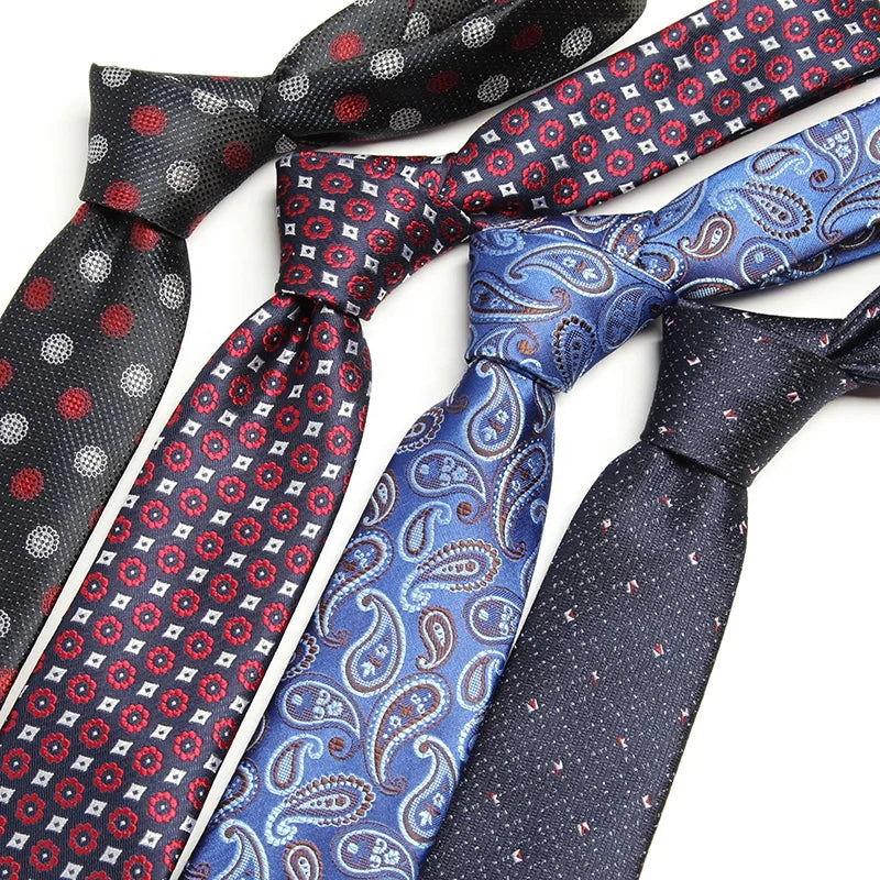 7cm Business Wedding Dress Male Tie England Stripes Paisley Jacquard Woven Polyester Neckties for Men Gift Idea