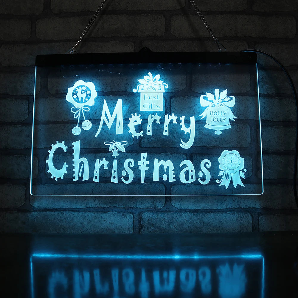 Marry Christmas Edge -lit Acrylic Lighted 3d Signs Acrylic Led Sign 3d Lamp  bar Mbient Light with CE Certificated