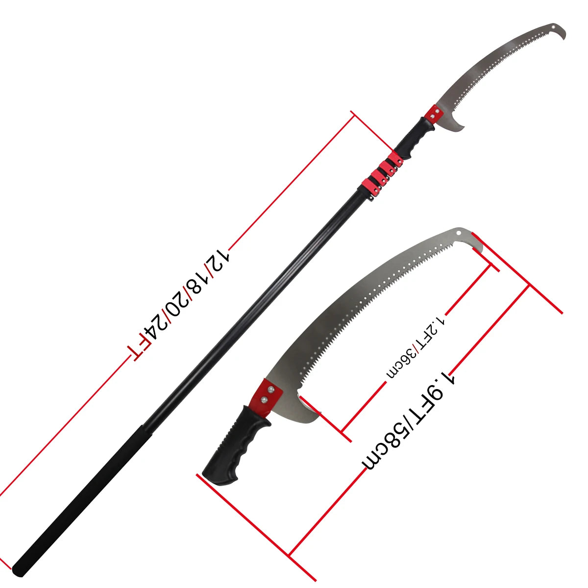 2023 for Extentool Industrial Grade Aluminum Telescopic Poles Long Handle Garden Tools with Pruning Saw for Branch Cutting