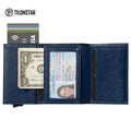 TILONSTAR New Design Genuine Real Leather Male Wallets Custom Logo Leather Card Case Aluminium Metal Card Holder Mans Wallet