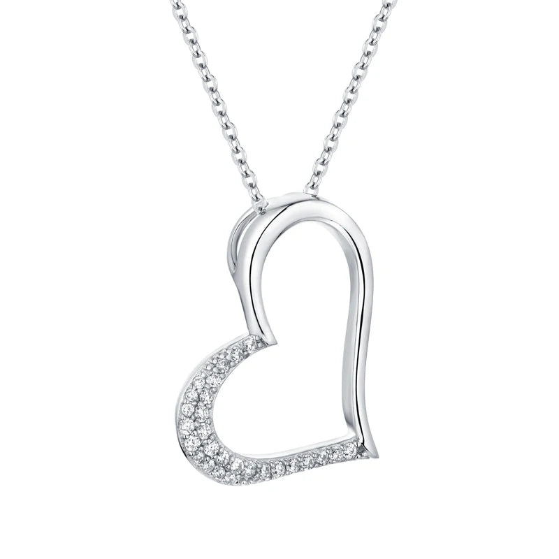 Trendy Women Minimalistic Romantic Anniversary Love Gifts Rhodium Plated 925 Sterling Silver Twisted Heart Pendant Solid Charm
