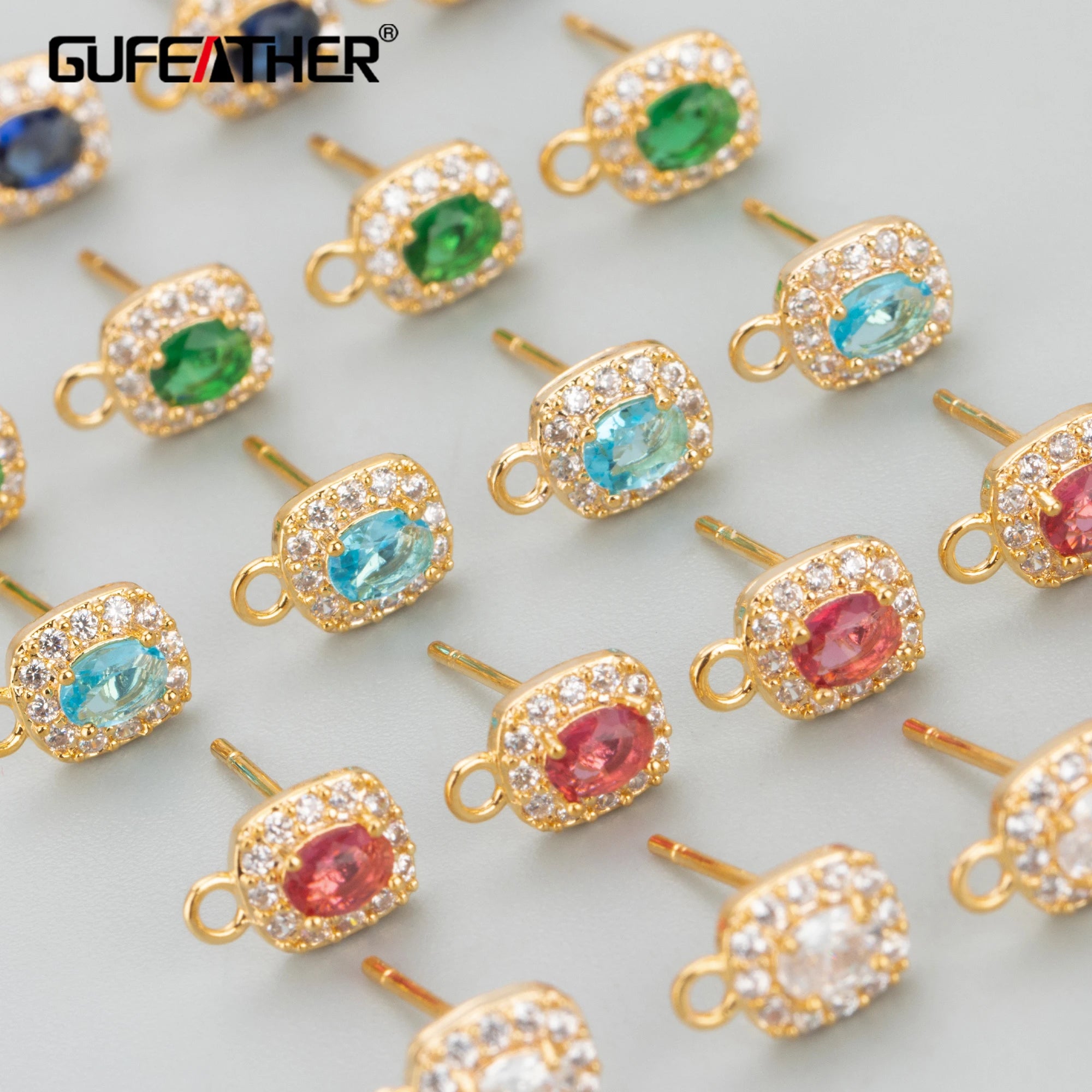 MC66 High 18k Gold Rhodium Plated Copper Zircon Jewelry Making Findings Accessories Handmade DIY Earrings Charms Nickel Free