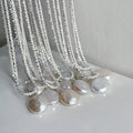 Baroque Pearl Sterling Silver Pendant Necklace S925 Silver Sparkling Chain Fresh Water Pearl Charm Choker Necklace for Women