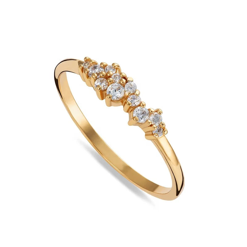 Milskye Fashion Simple New Arrival Jewelry Gold Plated 18k Silver 925 Cluster Diamond Ring