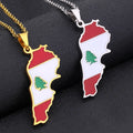 BINSHUO Wholesale Custom Stainless Steel Jewelry Drop Oil Letter Lebanon Map Flag Men Pendant Charm Couples Necklace for Women