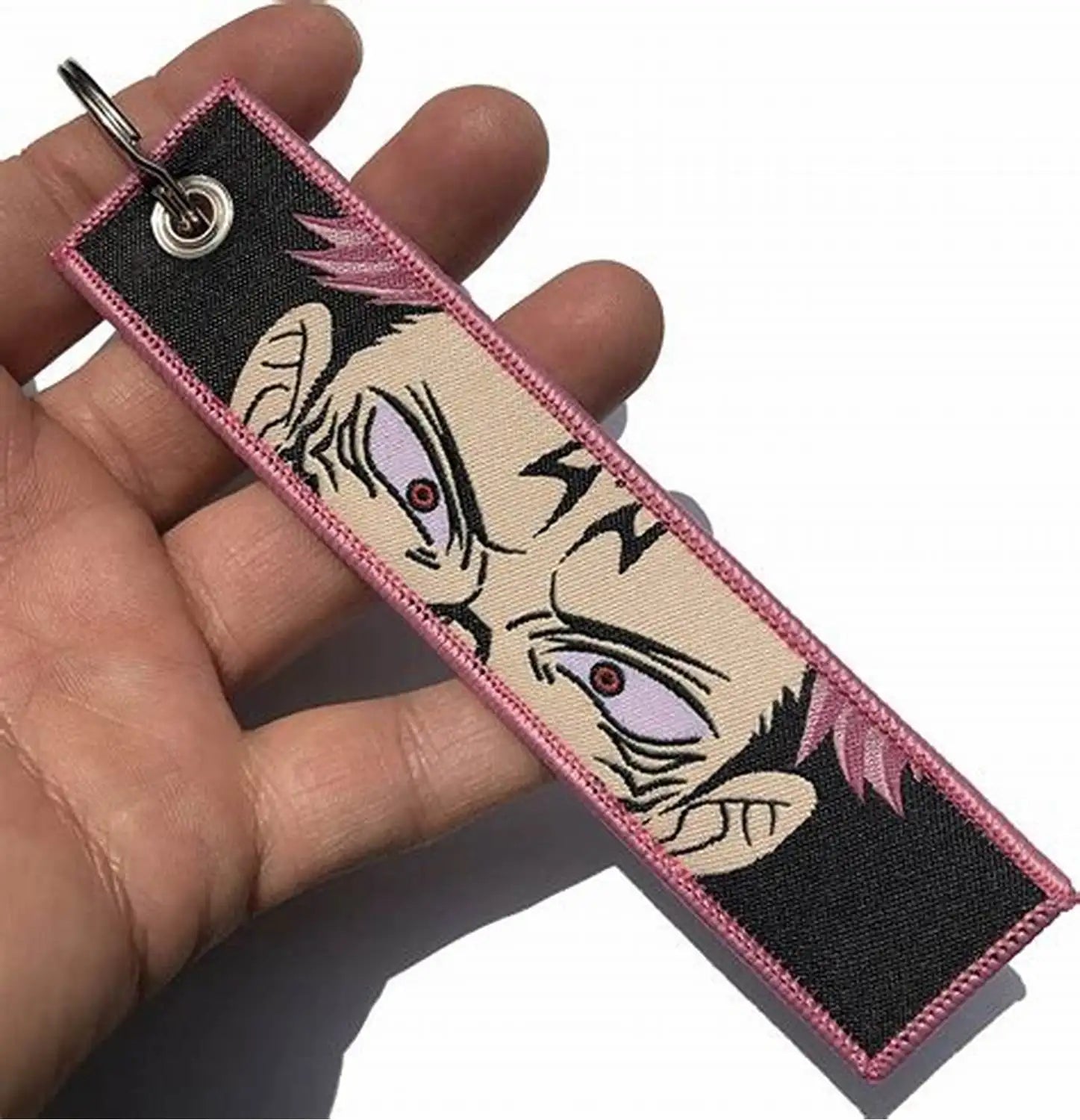 Cute Anime Embroidered Woven Keychain Remove Flight Jet Tag Key Rings for Luggage Bag Anime Tag