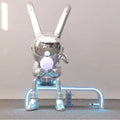 Landscape Resin Animal Statue Electroplated Silver Space Rabbit Sculpture Fiberglass Figure Props