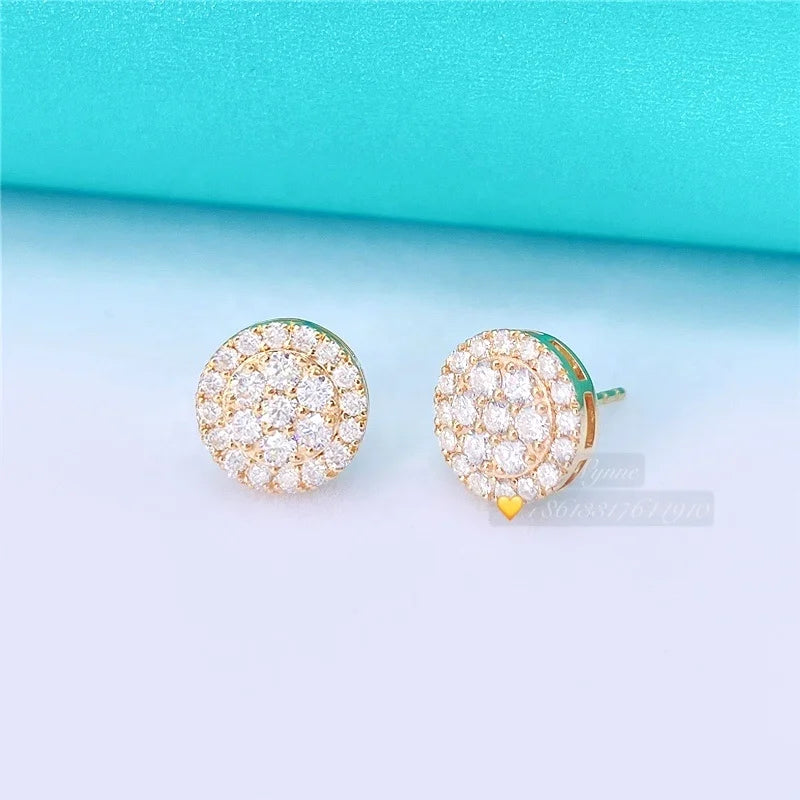 Stock 2.02g Luxury Earrings D/VVS Moissanite Diamond 10K/14K Solid Gold Stud Earrings