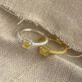 Popular 925 Sterling Silver Twist Claw Setting Square Zircon Adjustable Finger Ring for Women Wholesale