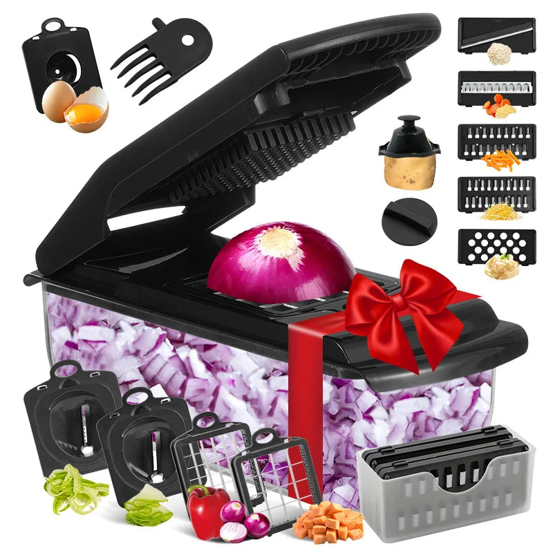 Full Multifunctional 18 in 1 Star Fruit Vegetable Onion Slicer Dicer Spiralizer Shredder Hand Graters Vegetable Chopper Cutter