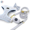 In Stock Wholesale Adjustable Corduroy Dog Harness and Leash Collar Pop Bag Set