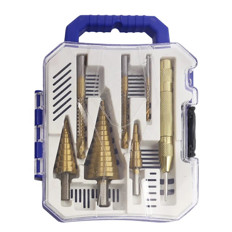 7Pcs HSS 4241Triangular Shank Straight groove Flute Step Drill Bit for Wood Drilling