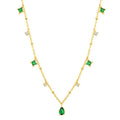Simple Elegant Emerald Crystal Necklace Stainless Steel Gold Plated O Link Chain Necklaces Jewelry