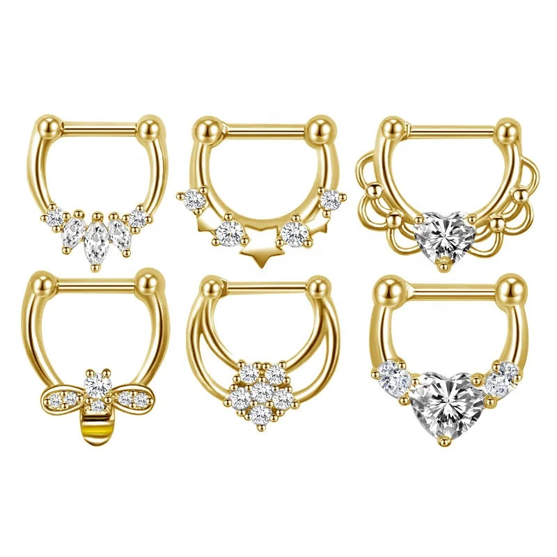 Gaby New Stainless Steel Segment Nose Rings Gold Plated Bulk Body Jewelry for Women for Weddings and Gifts