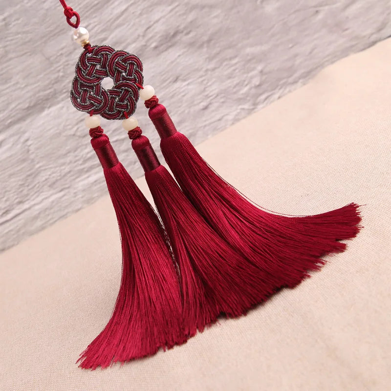 Top Selling Pure Hand-woven Gold Thread Three Tassel Pendant Silk Antique Chinese Knot Tassel