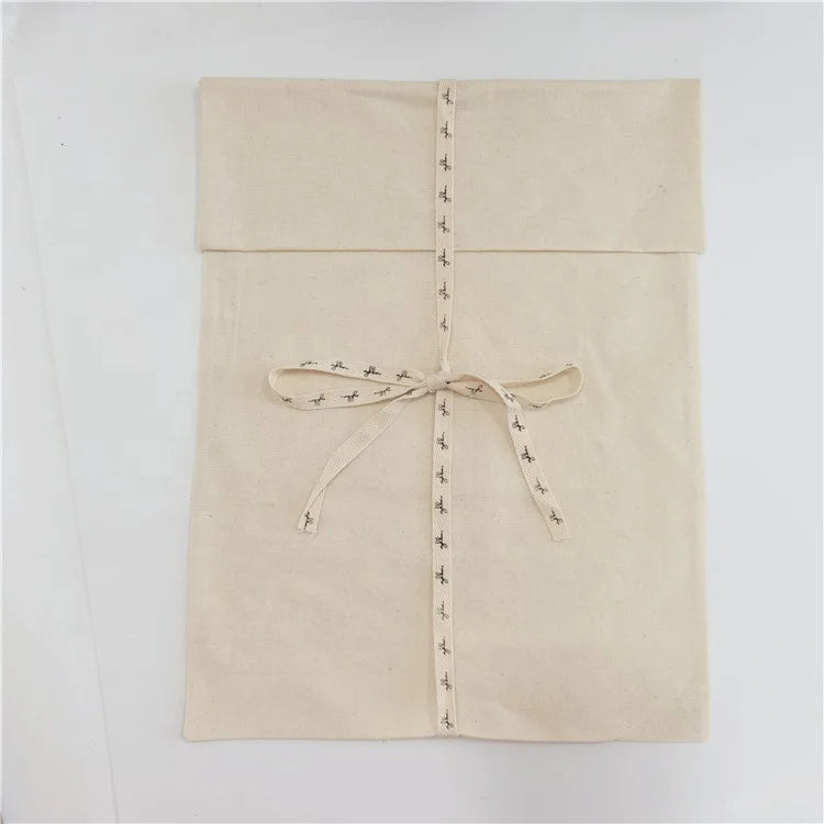 Custom Logo Silk Screen Printed Organic Cotton Envelope Dust Bag with Security Feature for Clothing Packaging