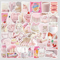 50 Pcs Pink Style PVC Self Adhesive Stickers for Draw bar Box Guitar Water Bottle Cupboard Suitcase and Books
