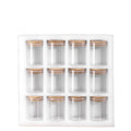 12 Piece 4 oz Glass Spice Jars With Bamboo Lids Set and Labels