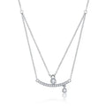 ZHILIAN Luxury Jewelry for Women 925 Sterling Silver Cubic Zirconia Ladies Double Layer Chain Necklace