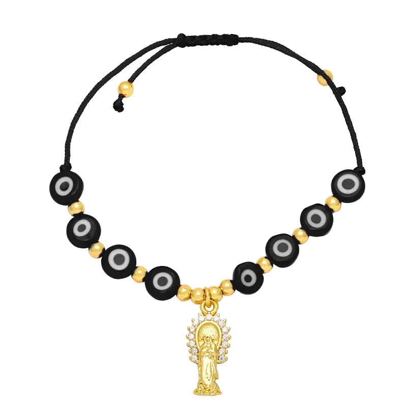 Devil's Eye Bracelet Eye Rice Beaded Colorful Woven Rope Wholesale Virgin Mary Charms Bracelet for Girl
