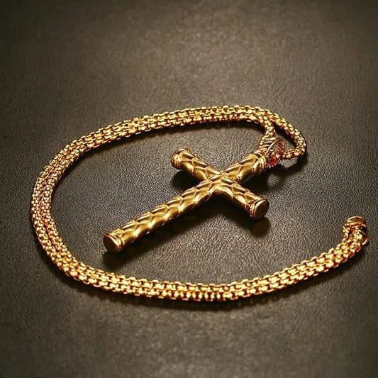 2020 New Design Dragon Scales Stainless Steel Necklace Men Women Gold Plated Cross Pendant Necklaces