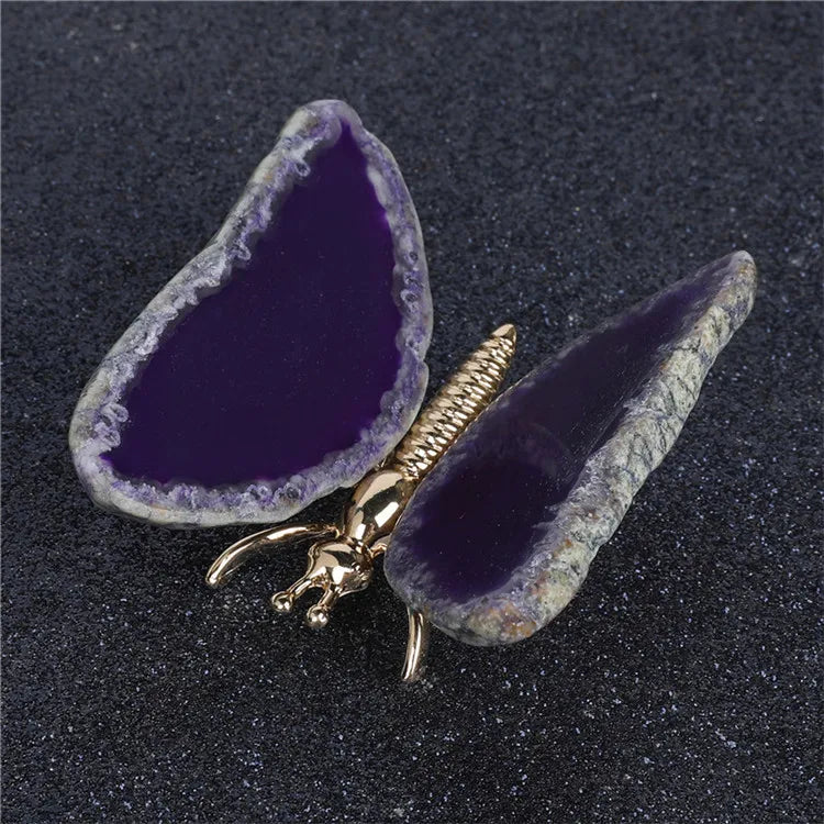 Huiying Tumble Purple Agate Stone Rest butterfly coaster Crafts