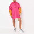 2026 New Arrival Women Clothing Color Blocking Streetwear Hooded Sweatshirt Dress for Women Custom Hoodie Dress for Ladies