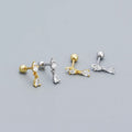 Wholesale Silver Jewelry S925 Silver Screw Stud Earrings Jewelry Women Minimalist Sterling Silver Zircon Stud Earrings Women