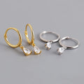 Fashion Jewelry 925 Silver Water Drop Diamond Zircon Earrings Jewelry 18K Gold Plated Sterling Silver Hoop Earrings for Women