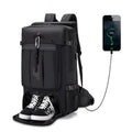 Best Fashion 35 Litre Large Black Mens Womens Canvas Travel Laptop Rucksack Backpack for Travelling with Shoe Compartment