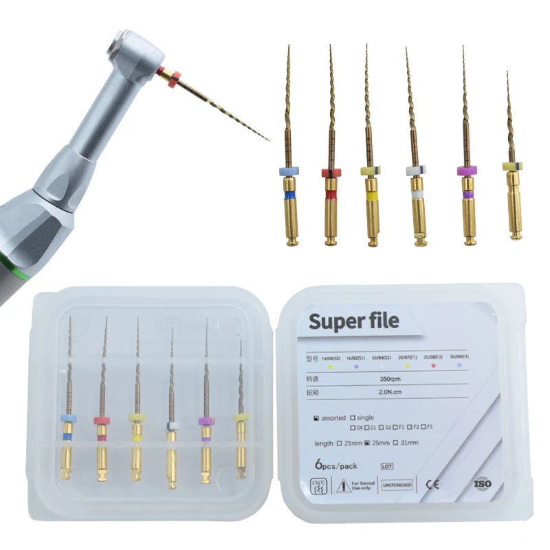 Dental Reciprocating Gold Endodontic File Niti Rotary Root Canal Heat Activated for Endo Treatment