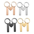 Couple Lover Romantic Jewelry Blank Style Custom Engraved Stainless Steel Split Heart Keychain with Strip Charms for DIY Making
