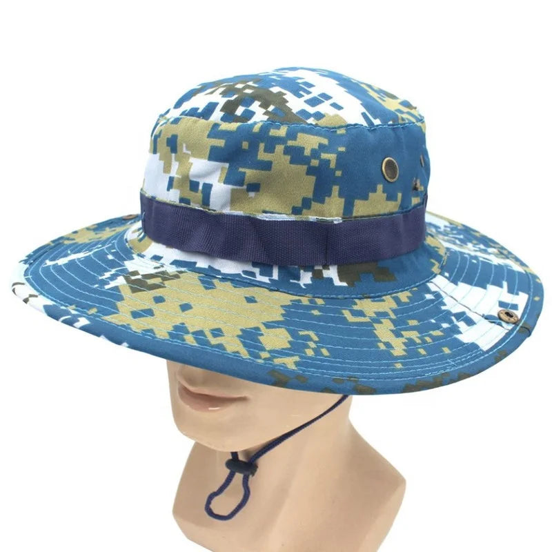 Camouflage Cap Boonie Hat Caps Camo Men Outdoor Sports Sun Bucket Cap Fishing Hiking Hunting Hats 60CM