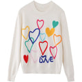 Sweater for Women Bottom Knitted Sweater Korean Women Loose Fashion Embroidery love Pullover Sweater Long Sleeve Cardigan Female