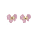 Elegant Pink Peach Blossom Flower Earrings New Design Zircon Colorful Enamel Stud Earrings for Women Girls