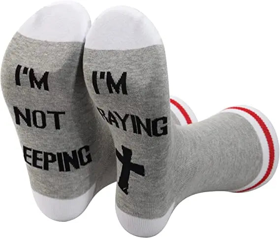 High Black Crew Christian Faith 'I'm Not Sleeping I'm Praying' Logo Casual High-Cut Woven Pastor Appreciation Gift Packaging