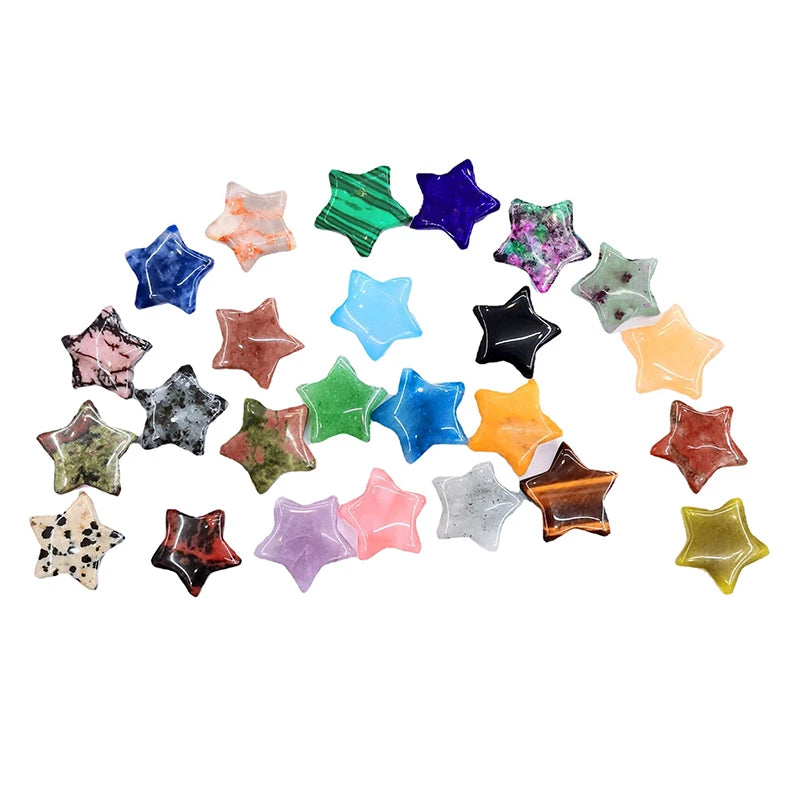 20MM Natural Ornament Crafts Healing Semi Precious Stones Small Gems Gemstones and Crystals Jewelry Ball Pentagram Mini Star
