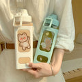 Solhui Korean square Large Capacity Portable Water Bottles Summer Bottle with Straw
