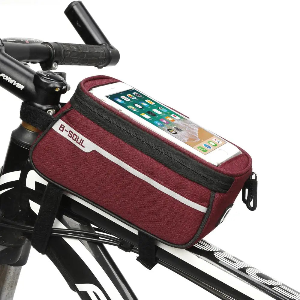 B-soul Waterproof Cycling Road Packing Tools Accessories Tube Touch Screen Bike Phone Bicycle Front Frame Bag