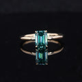 Starsgem 14K Gold Jewelry 1 Carat Emerald Cut 7x5mm Green Moissanite Ring