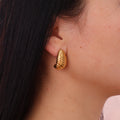 INS Fashion 18K Gold Plated Stainless Steel Twist Screw Shaped Hoop Stud Earrings Jewelry Accessories Spiral Earrings