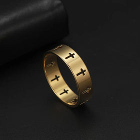 Hollow Cross Ring for Women Men Stainless Steel Fashion Religious Simple Finger Rings Jewelry Wholesale