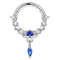 16G Stainless Steel Septum Rings Blue Planet Clear CZ Helix Earring Nose Piercing Segment Dangle Jewelry with Zircon for Women