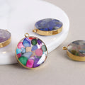Oval Crushed Stone Pendant Hot Sale Stainless Steel Edge Oval Crushed Stone Pendant Natural Stone for Jewelry Making