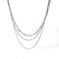 Hot Selling Stainless Steel Minimalist Silver Color Multi-Layer Link Chain Necklace for Women and Men